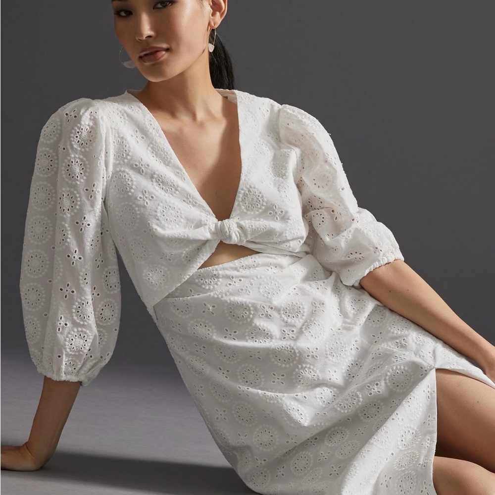 Anthropologie Hutch White Eyelet cut out Dress